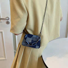 Denim Crossbody Shoulder Bag Small Chain Handbag