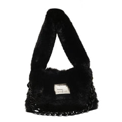 Women Plush Shoulder Candy Bag Furry Winter Handbag Purse