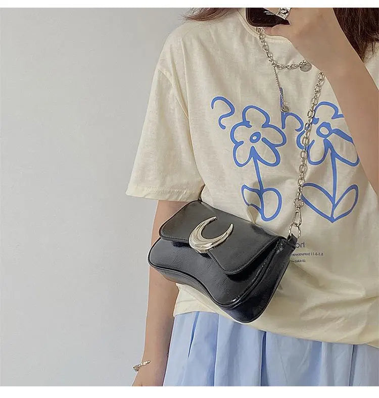 Women's Moon Lock Shoulder Bag PU Leather