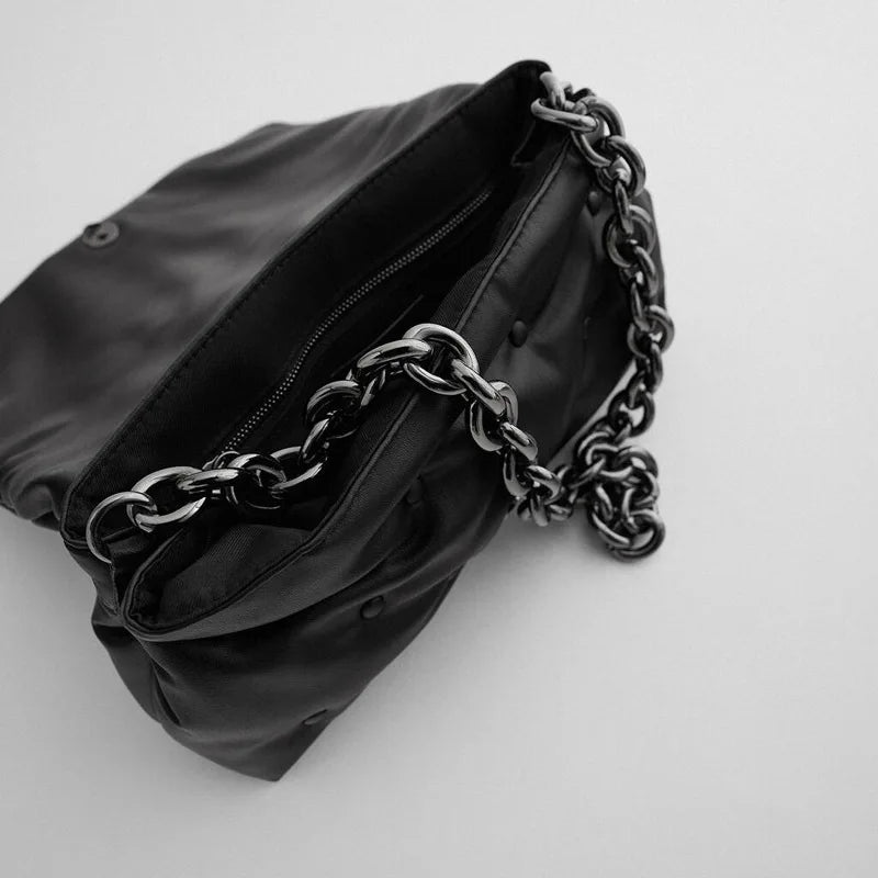 Thick Chains Shoulder Bags Leather Messenger Handbags