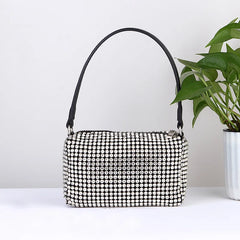 Crystal Hand Bag Ladies Small Diamond Bling Bag with Leather Handle