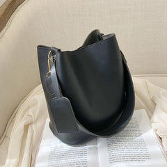 Women's PU Leather Handbag Casual Tote Bucket Shoulder Crossbody Bag
