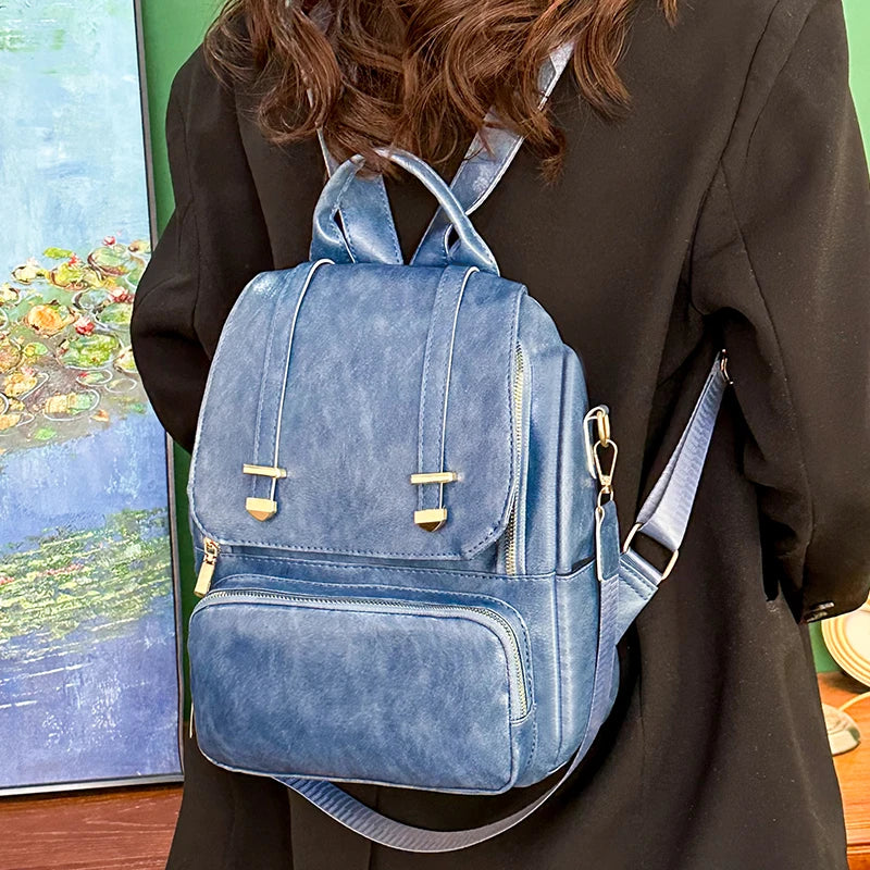 Women's Anti-theft Backpack Retro Large Capacity Girl Schoolbag