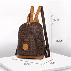 Vintage Print PU Leather Anti-theft Travel Backpack