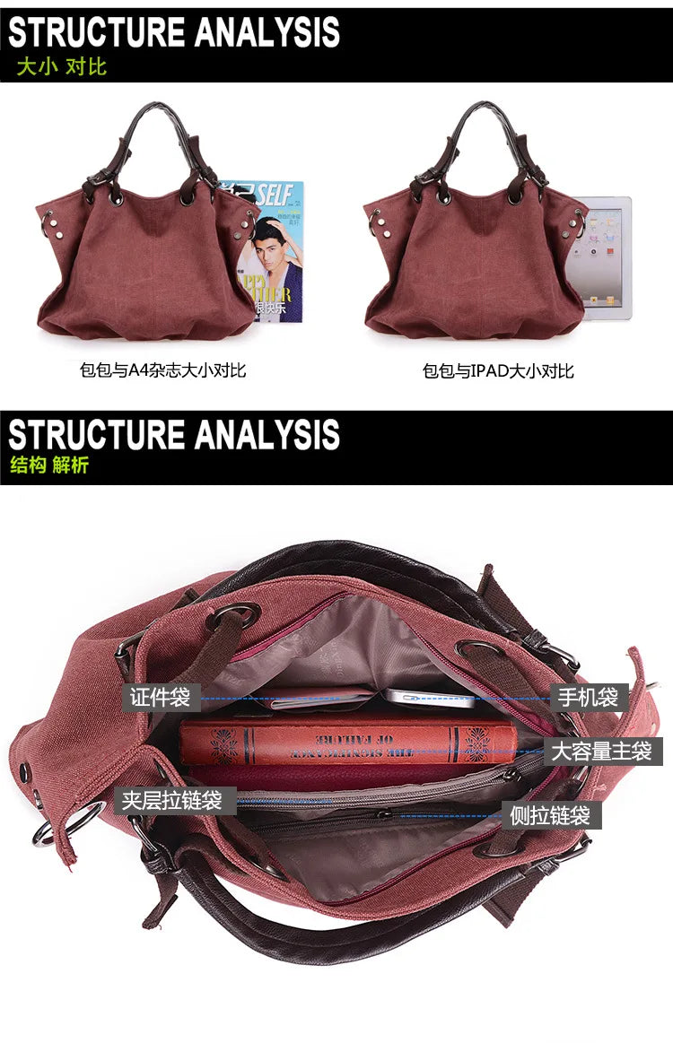 Canvas Women's Tote Handbag Large-capacity Shoulder Bag