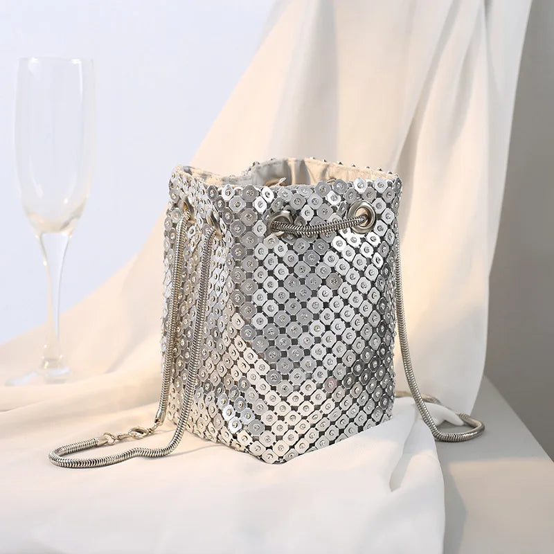 Diamond Mini Chain Shoulder Purses Crystal Clutch Evening Bucket Bags
