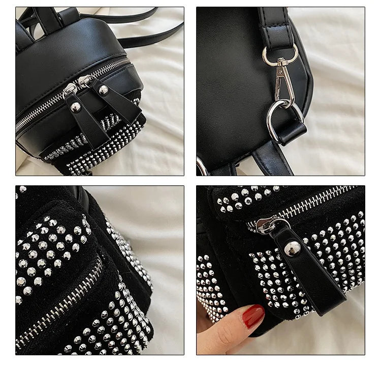 Diamond Women Backpack Small PU Leather Lady Shoulder Crossbody Bags
