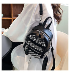 Diamond Women Backpack Small PU Leather Lady Shoulder Crossbody Bags