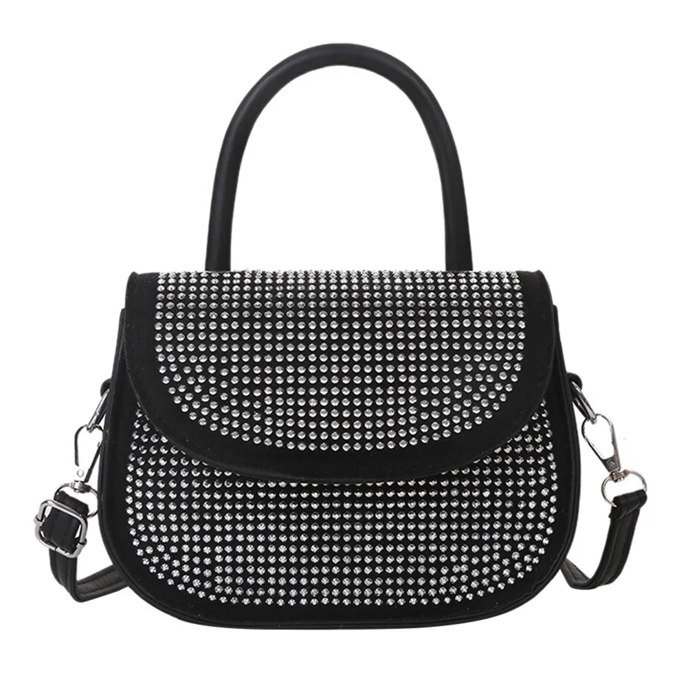 Diamonds Leather Shoulder Handbag for Women