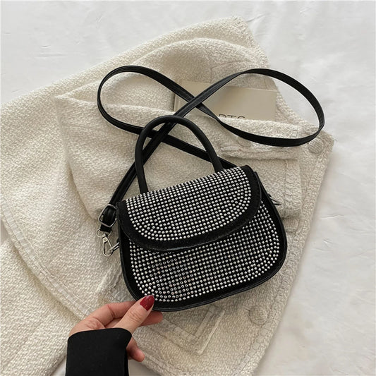 Diamonds Leather Shoulder Handbag for Women