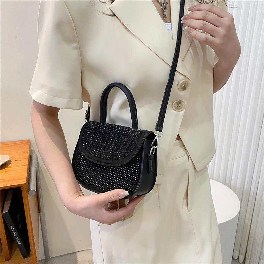 Diamonds Leather Shoulder Handbag for Women