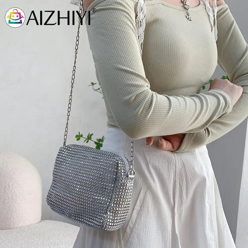 Diamonds Rhinestones Shoulder Bag Chain Crossbody Tote for Women