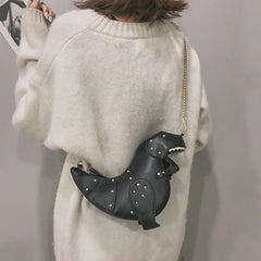 Dinosaur Rivets Chain Purse Shoulder Bag Ladies Crossbody Mini Messenger Bag