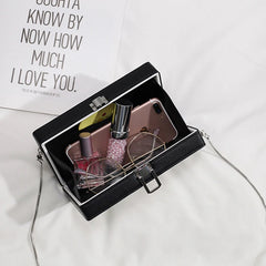 Dollar Pattern Box Leather Clutch Bag Chain Purse Shoulder Bag Tote