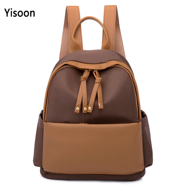 Double Patchwork Anti-Theft Women Backpacks Large Capacity Classic Bags