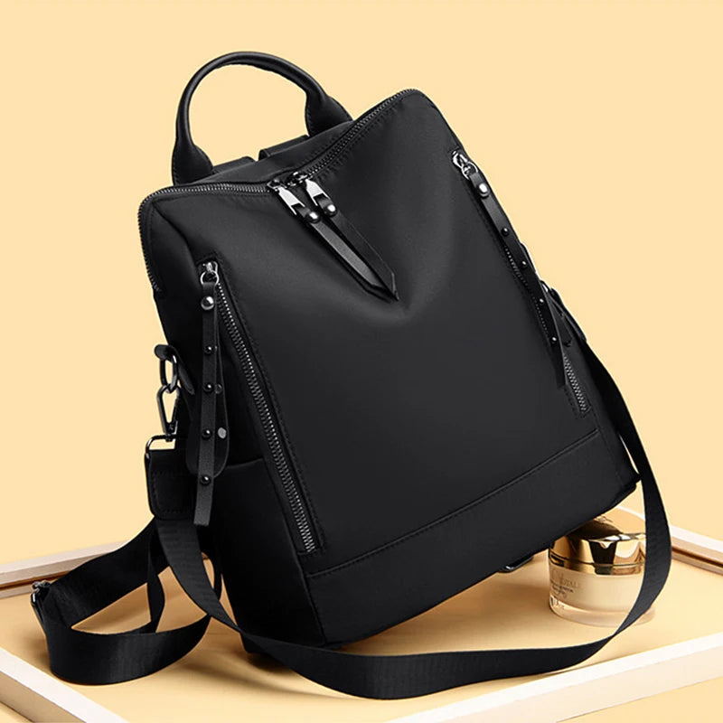 Large Capacity Double Zipper School Backpack for Women