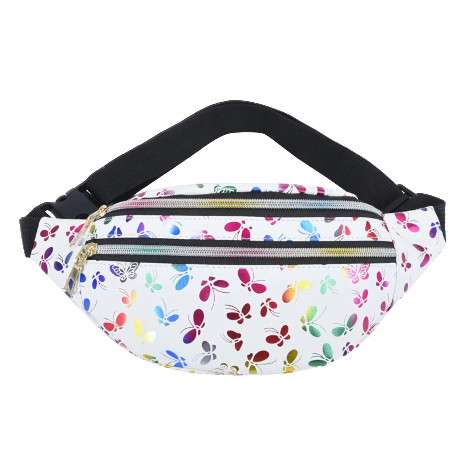 Double Zipper Waist Bag Printing Chest Bag Summer PU Mobile Phone Messenger