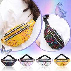 Double Zipper Waist Bag Printing Chest Bag Summer PU Mobile Phone Messenger