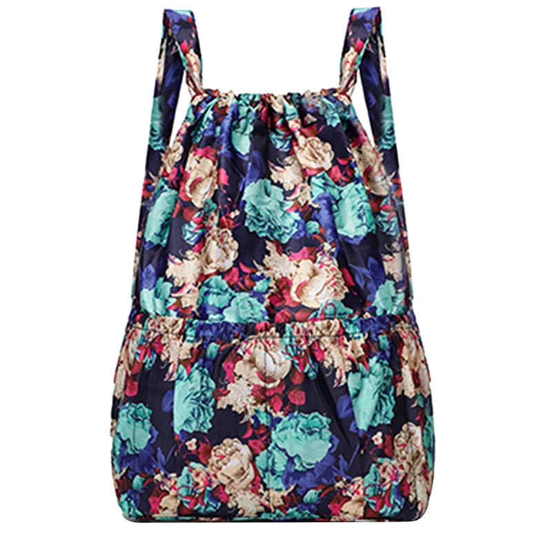 Flower Ethnic Style Drawstring Backpack for Women
