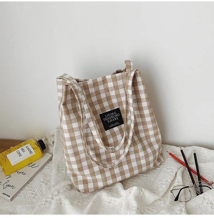 Durable Women Student Cotton Linen Single Shoulder Bag Shopping Tote