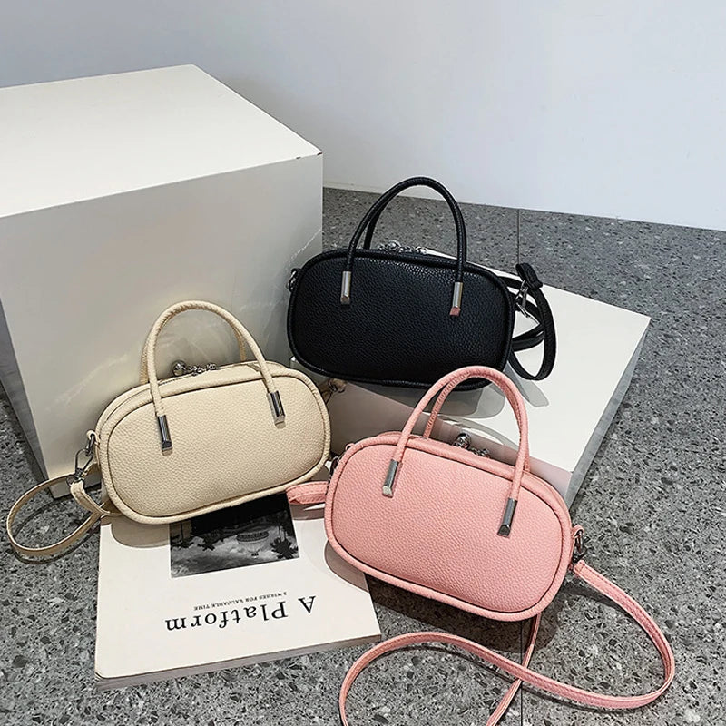 Women Shoulder Bag Handbags Solid Pu Leather Top Handle Crossbody Bags