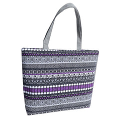 Elephant Striped Canvas Shopper Tote Handbag