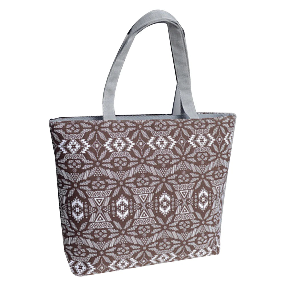 Elephant Striped Canvas Shopper Tote Handbag