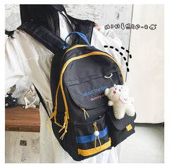 Embroidered Letter Print Women Backpack Preppy Style Backpack