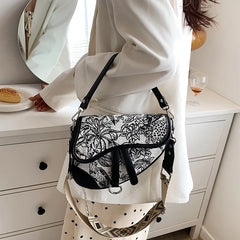 Vintage Embroidery Saddle Bag Small Handbags Purse