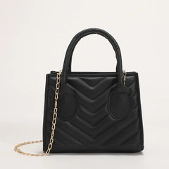 Embroidery Shoulder Bag Chain Strap Crossbody Bags For Women Solid PU Leather