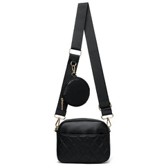 Embroidery Thread Shoulder Bag PU Leather Crossbody Small Square Bag 2pcs Combo