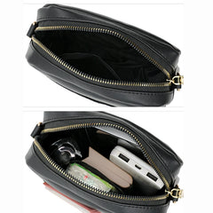 Embroidery Thread Shoulder Bag PU Leather Crossbody Small Square Bag 2pcs Combo