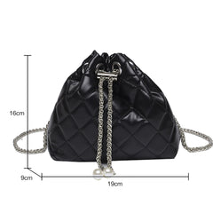 Embroidered Shoulder Bag Chain Bucket Clutch Purse