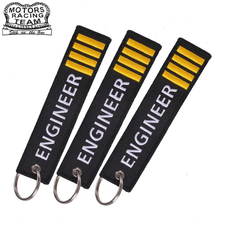 Engineer Pilot Travel Tag Embroidery Luggage Safety Label Keyring
