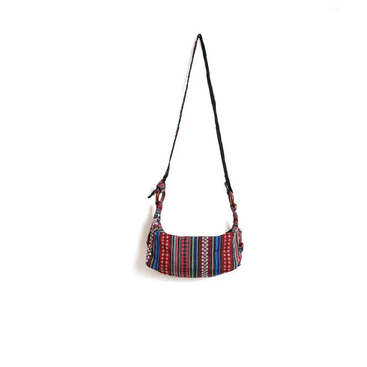 Ethnic Striped Handbag Women Unique Boho Sling Shoulder Crossbody Bag