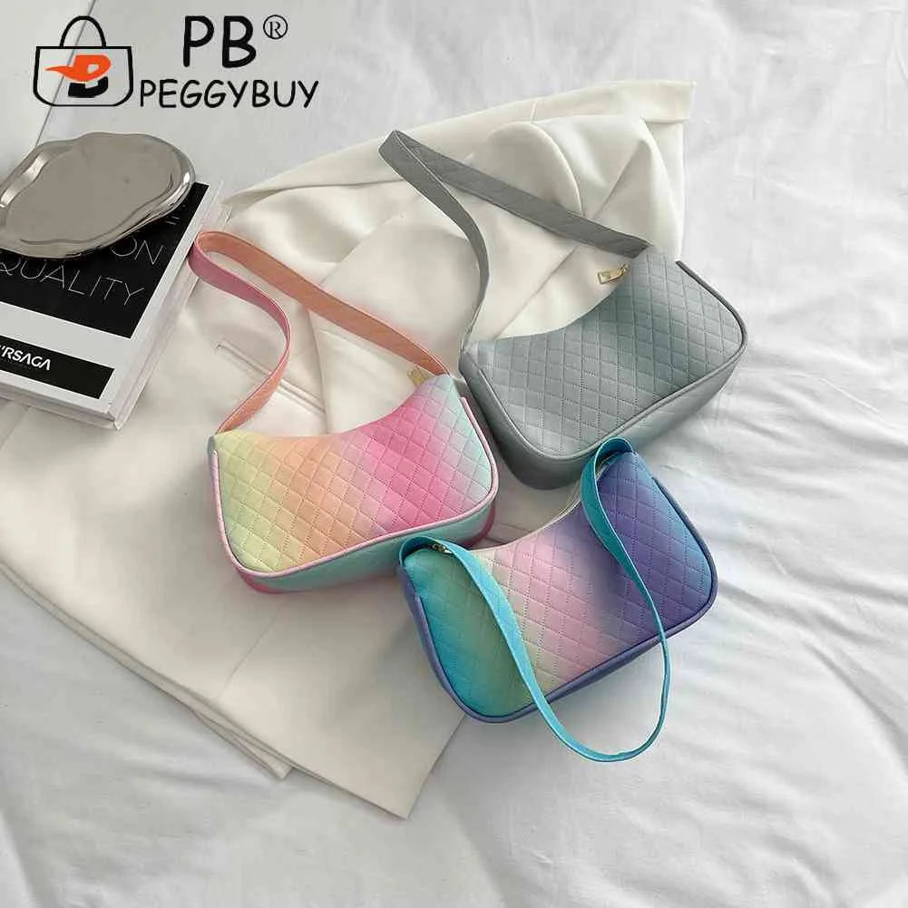 Evening Bags Gradient Women Shoulder Bags Leather Female Armpit Handbag