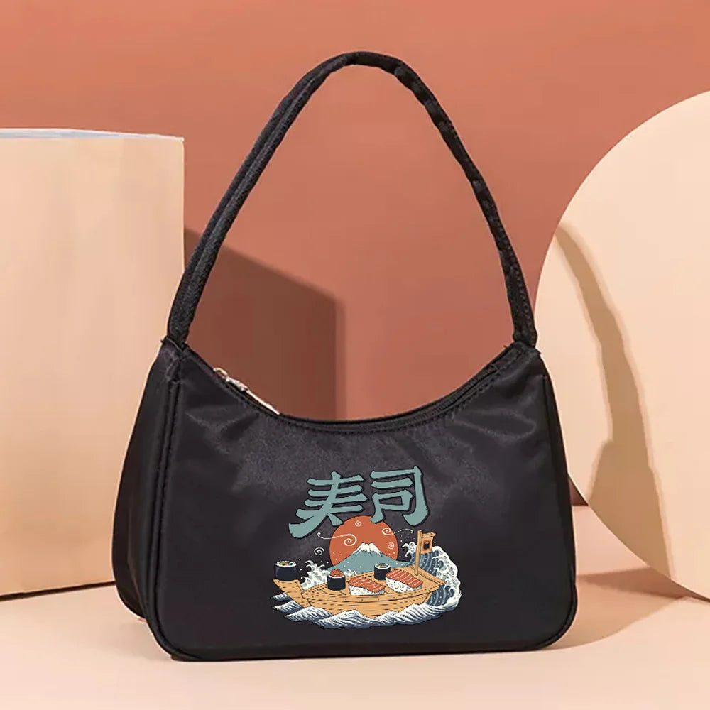 Wave Printed Bag Clutch Women Tote Shoulder Handbags Wallets Organizer Pack