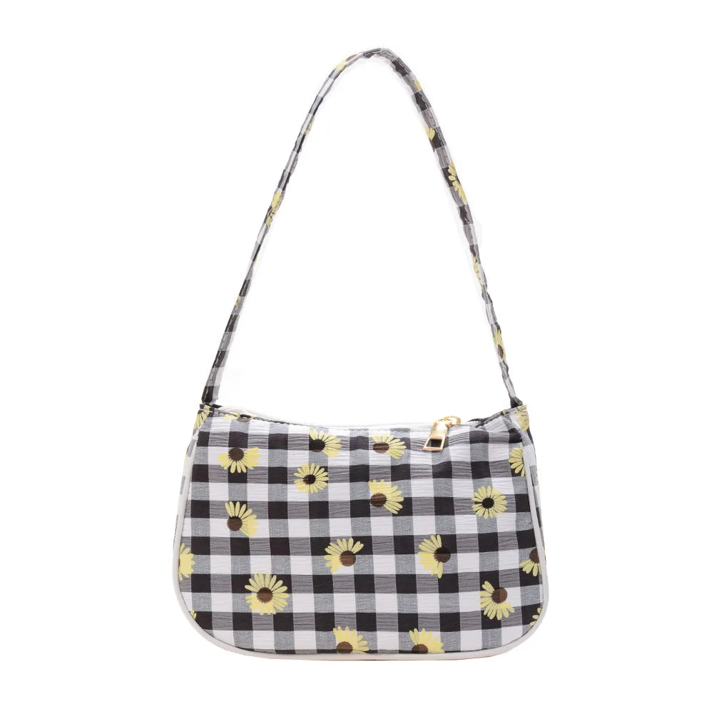 Canvas Underarm Bag Vintage Mini Daisy Butterfly Plaid Handbags