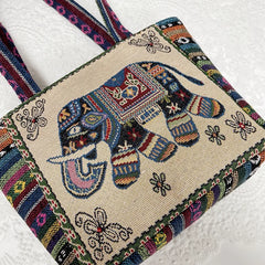 Retro Casual Women Totes Shoulder Bags Embroidery Canvas Handbags
