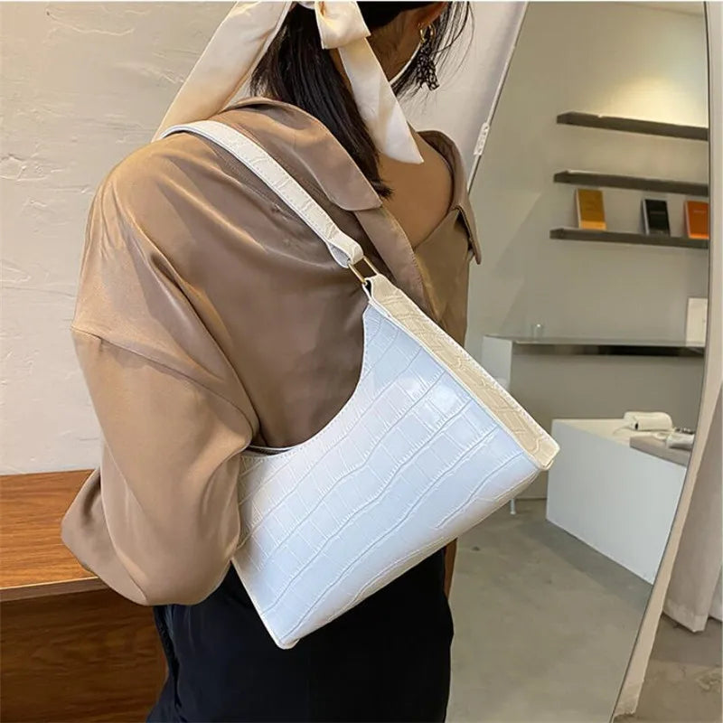 Retro Casual Women Totes Shopping Bag Female Leather Solid Chain Handbag
