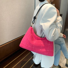 Casual Vintage Women Shoulder Bag Plush Handbag for Women