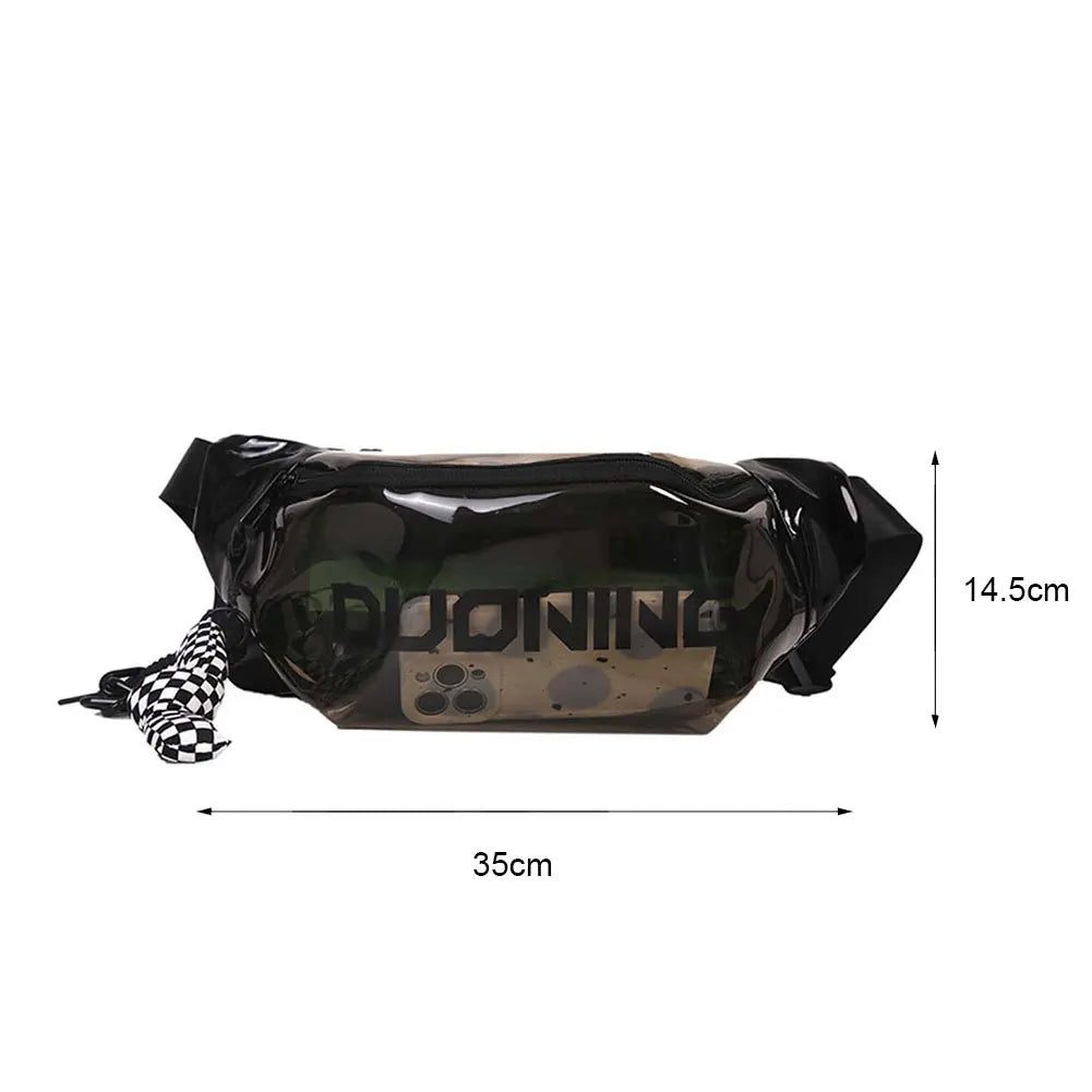 Clear PVC Fanny Pack Unisex Waist Pouch Travel Letter Printed Pendant