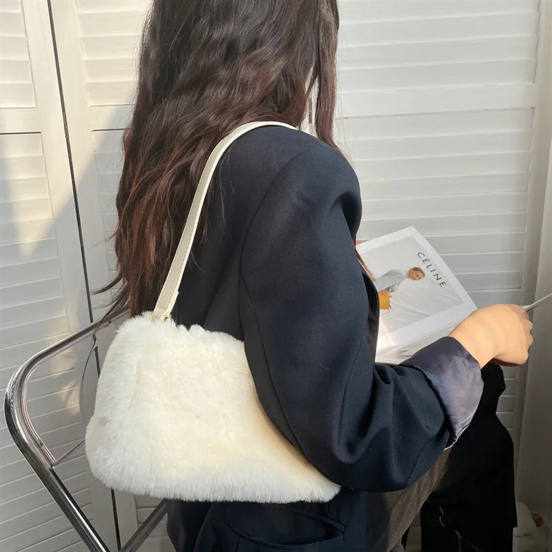 Women's Faux Fur Shoulder Bag Tote Handbag