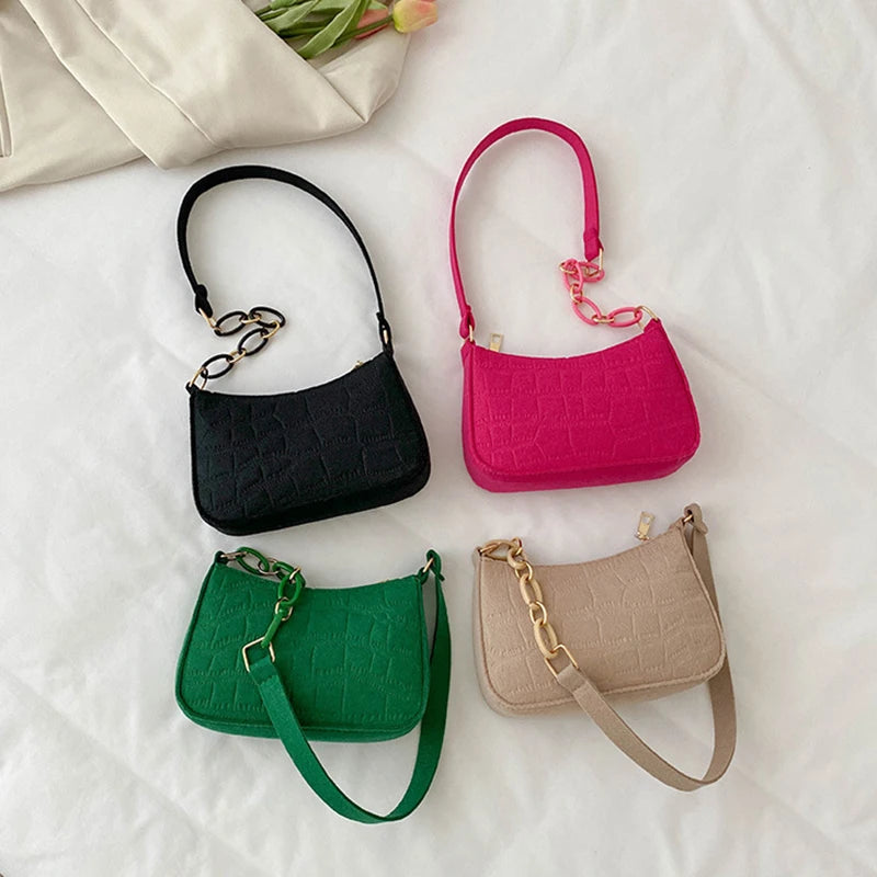 Women's Felt Shoulder Bag Armpit Handbags Purses