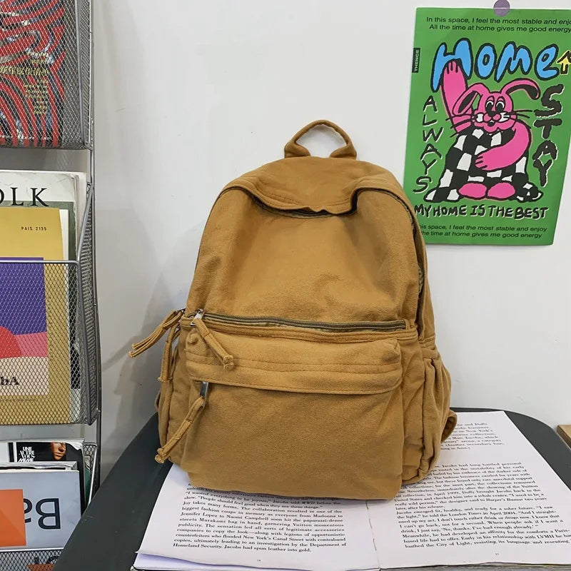 Women Canvas Backpack Large School Bag for Teen Girls