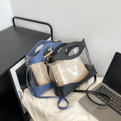 Female Two Piece PVC Shoulder Strap Messenger Pack Heart Bag