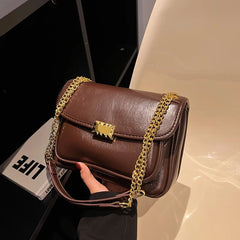 Female Chain Shoulder Bags Textured PU Leather Handbag