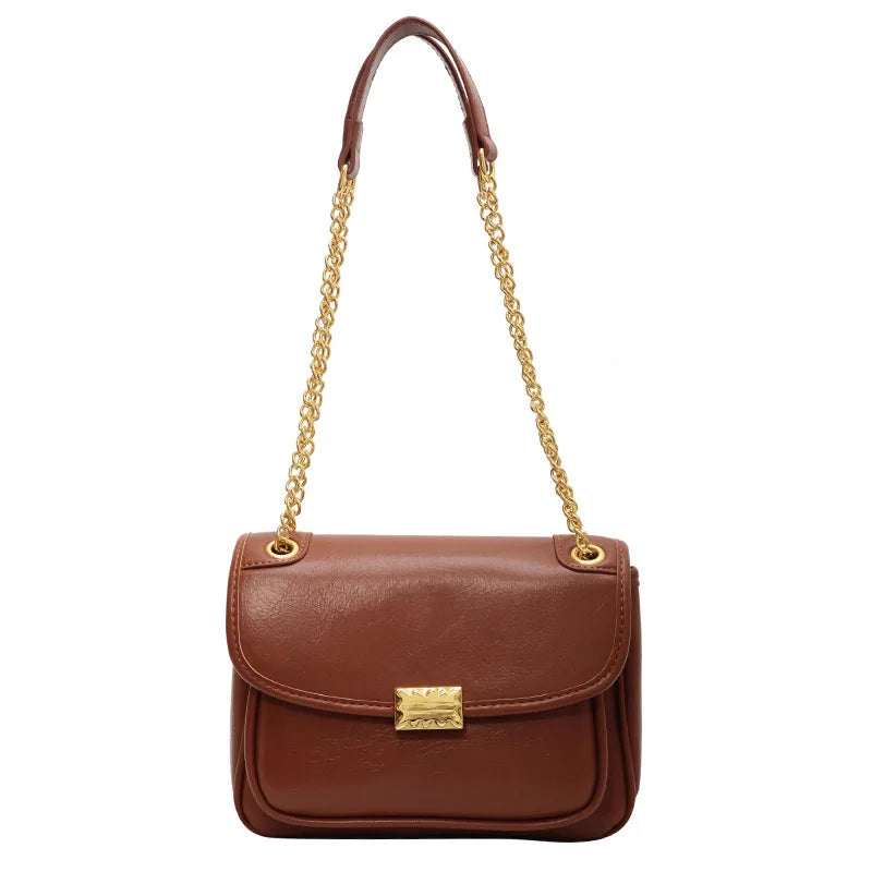 Female Chain Shoulder Bags Textured PU Leather Handbag