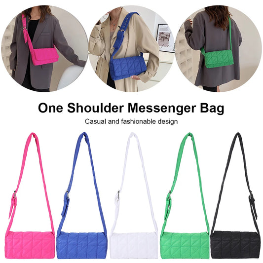 Quilted Crossbody Bag for Women with Belt Buckle