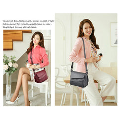 Retro Red Leather Handbag Purse Women Shoulder Messenger Bag
